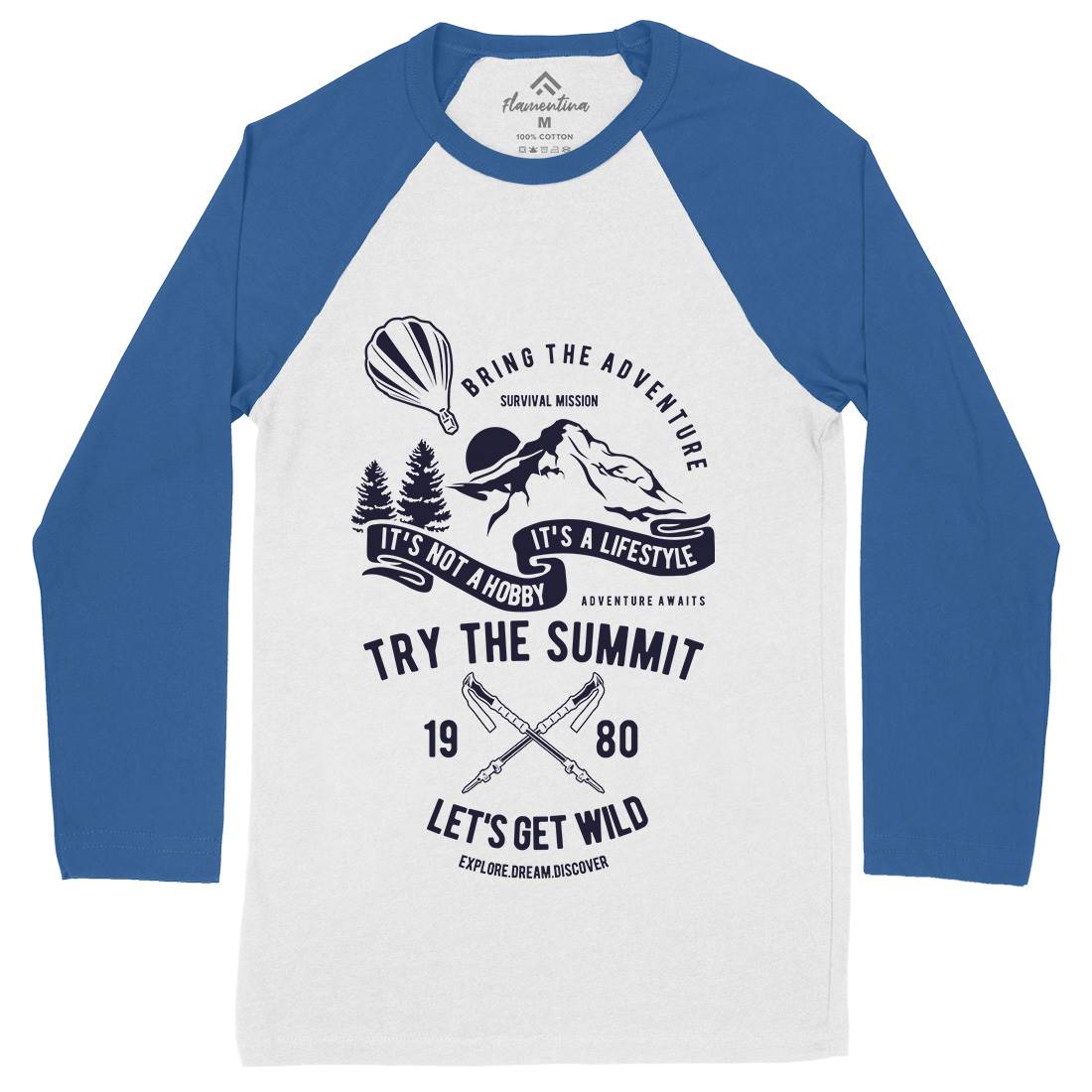 Try The Summit Mens Long Sleeve Baseball T-Shirt Nature B267