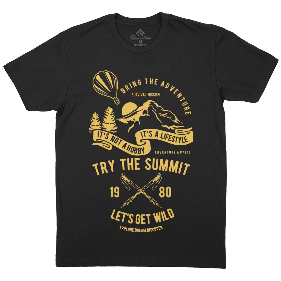 Try The Summit Mens Crew Neck T-Shirt Nature B267