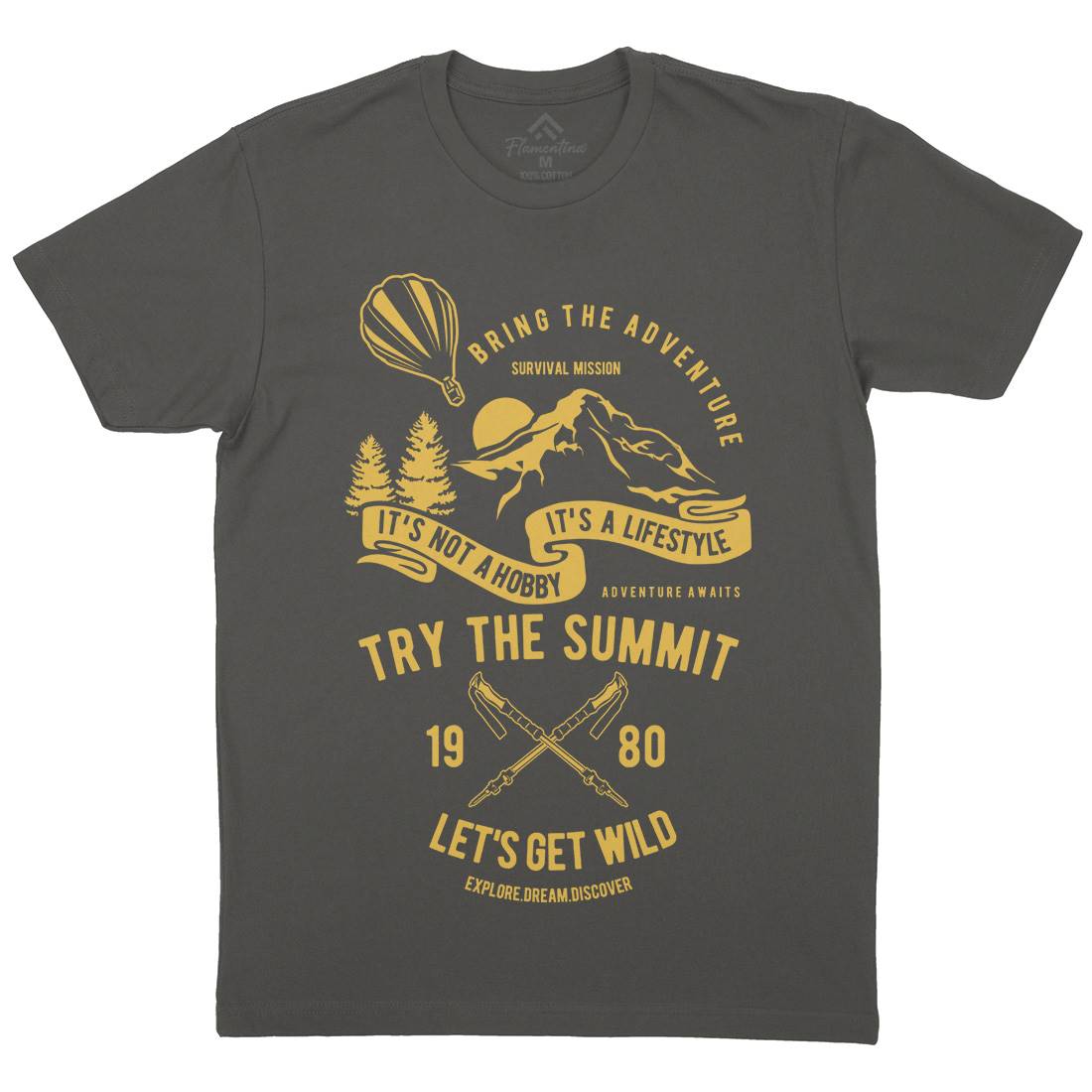 Try The Summit Mens Crew Neck T-Shirt Nature B267
