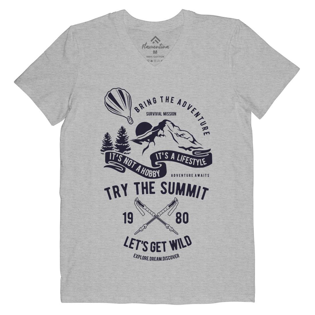 Try The Summit Mens Organic V-Neck T-Shirt Nature B267