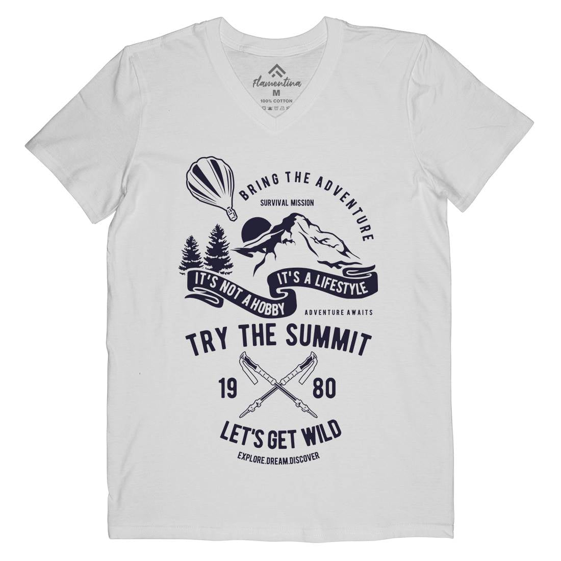 Try The Summit Mens V-Neck T-Shirt Nature B267