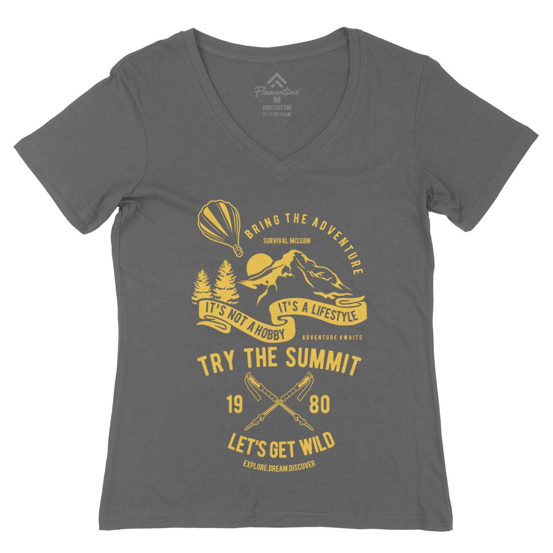 Try The Summit Womens Organic V-Neck T-Shirt Nature B267