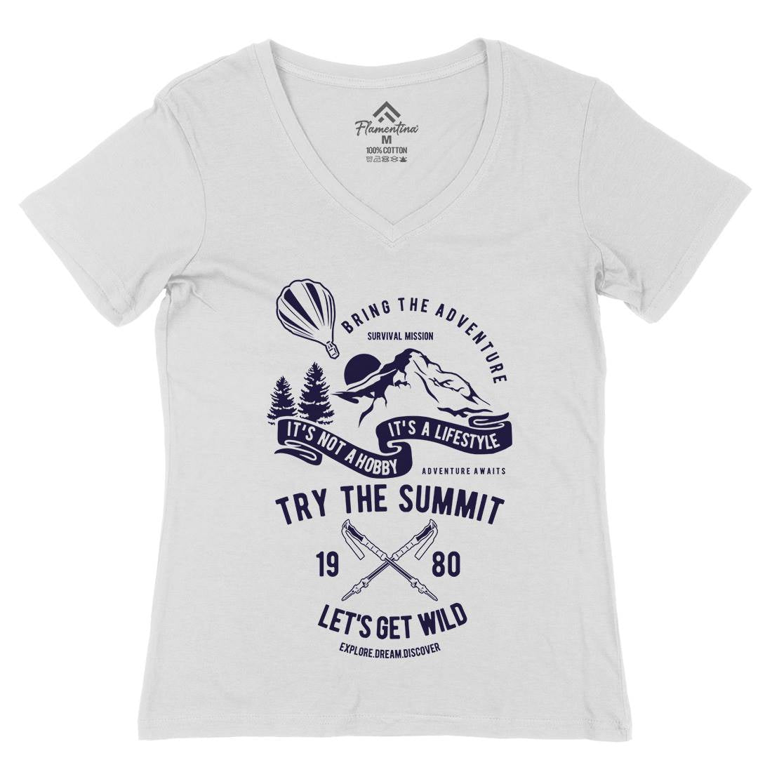 Try The Summit Womens Organic V-Neck T-Shirt Nature B267
