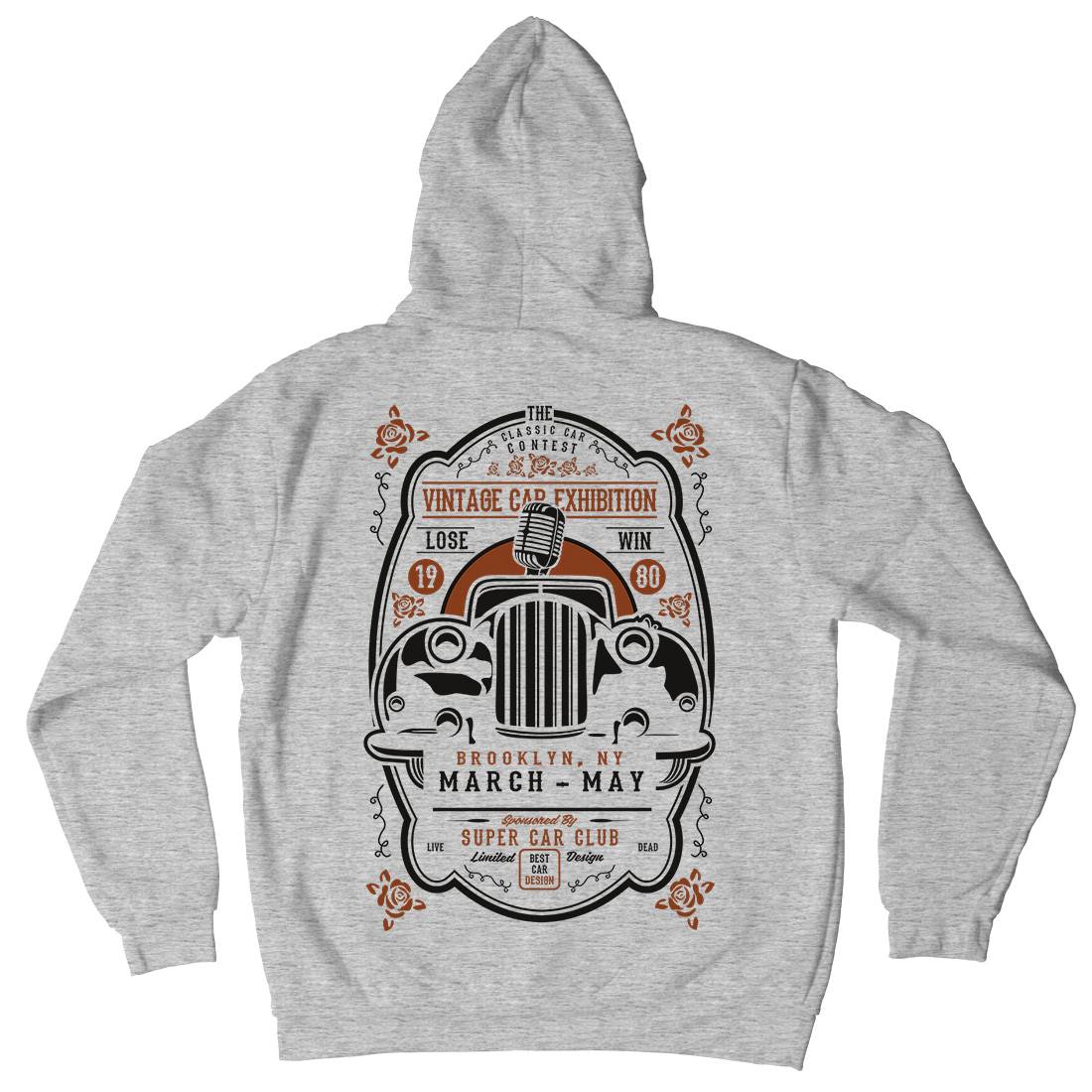 Vintage Car Exhibition Mens Hoodie With Pocket Cars B268