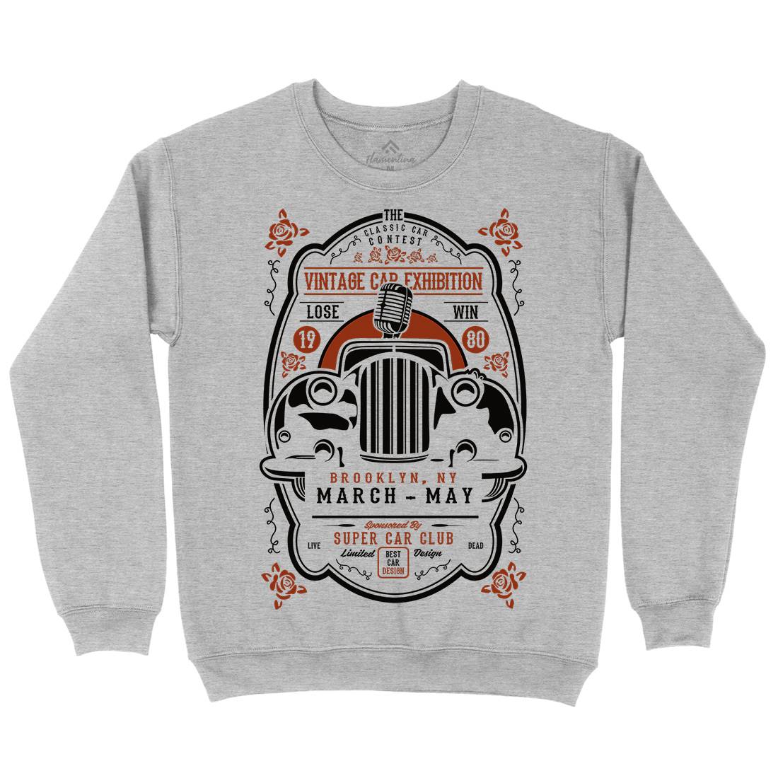 Vintage Car Exhibition Mens Crew Neck Sweatshirt Cars B268