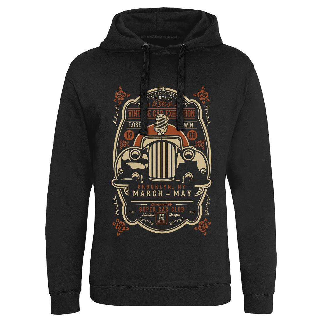 Vintage Car Exhibition Mens Hoodie Without Pocket Cars B268