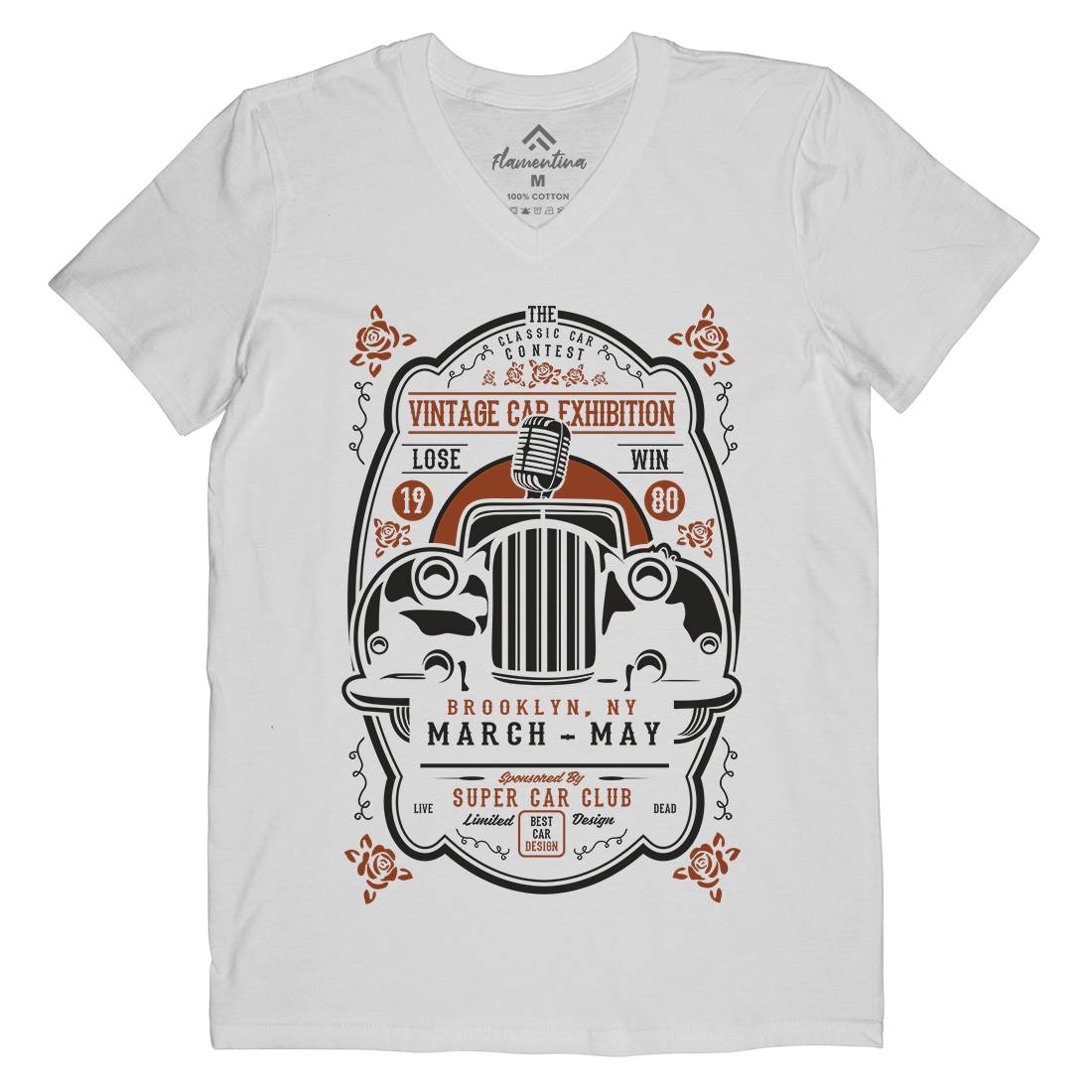 Vintage Car Exhibition Mens V-Neck T-Shirt Cars B268