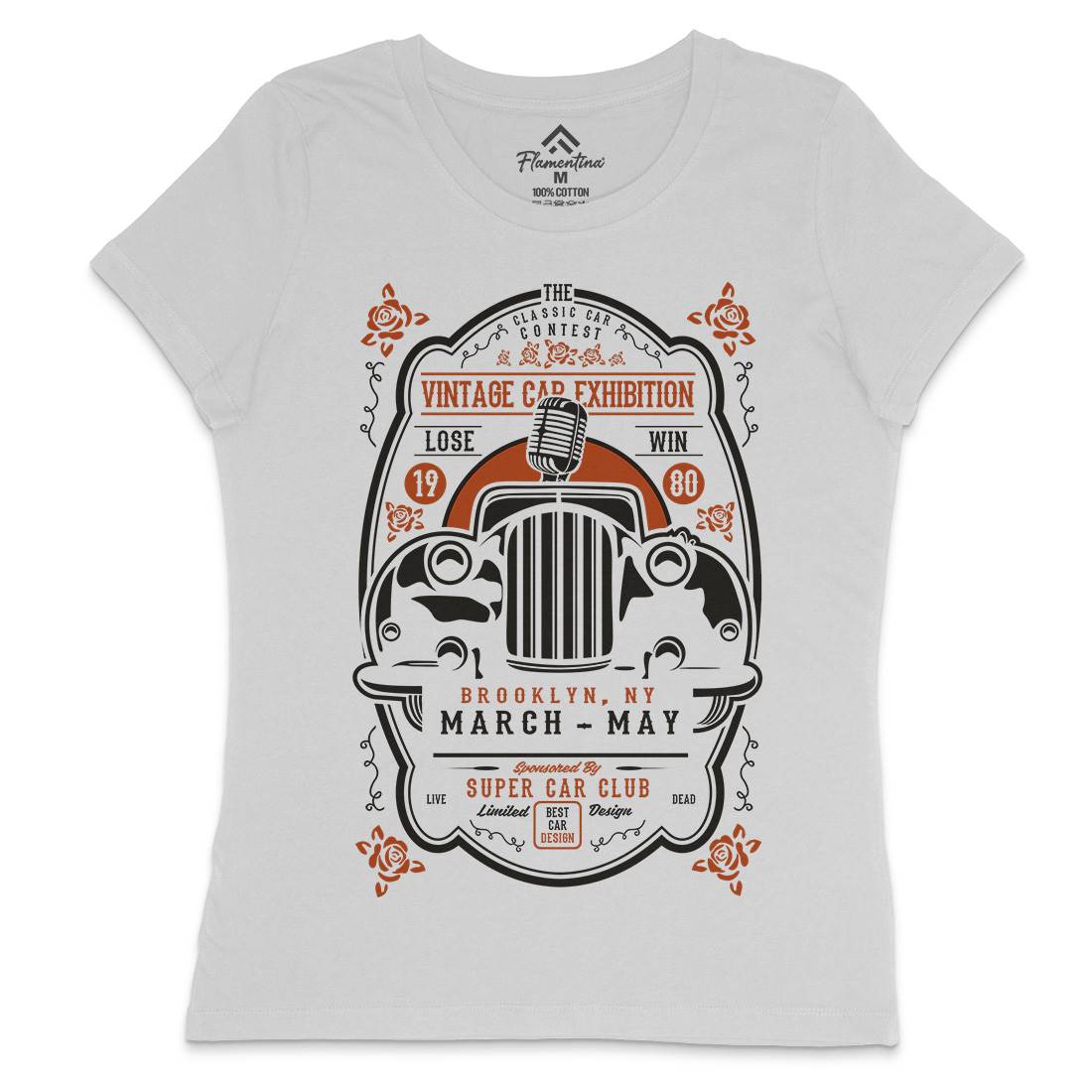 Vintage Car Exhibition Womens Crew Neck T-Shirt Cars B268