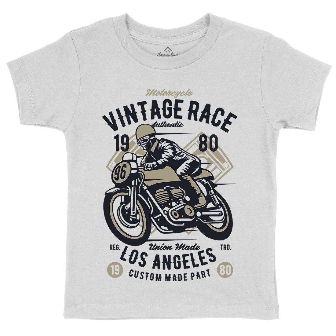 Vintage Race Kids Organic Crew Neck T-Shirt Motorcycles B269