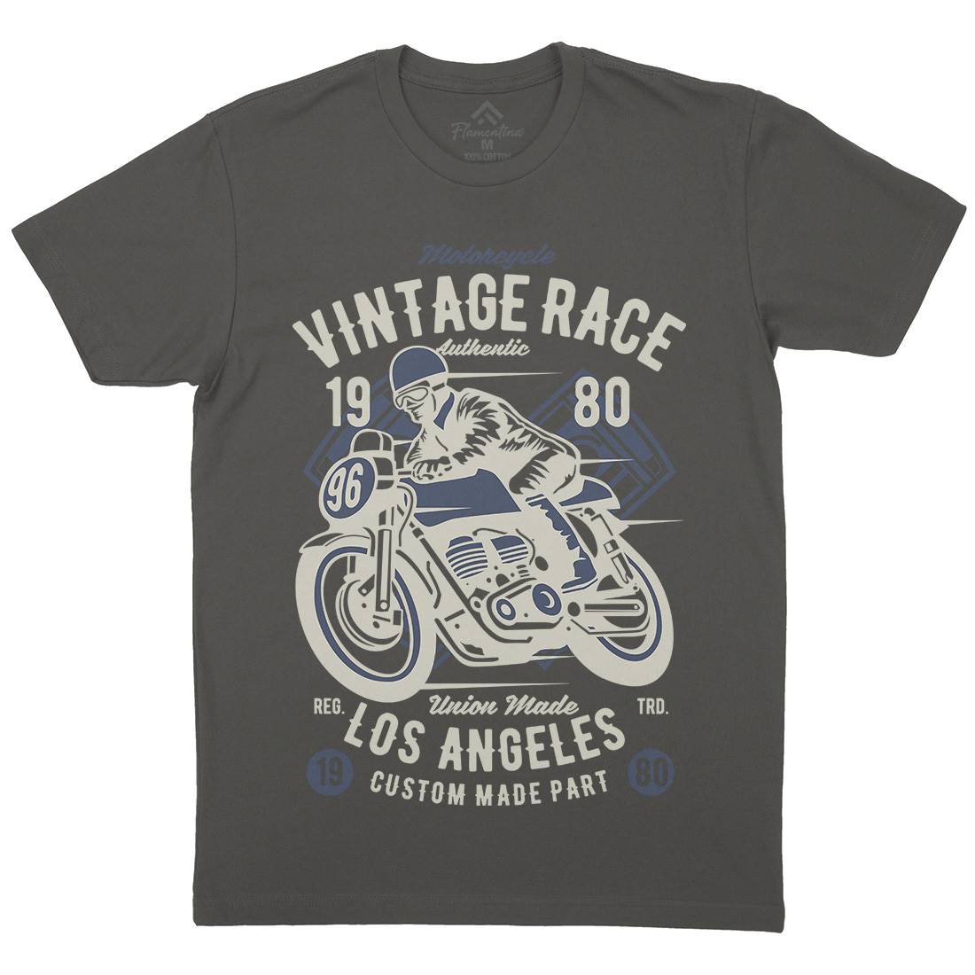 Vintage Race Mens Organic Crew Neck T-Shirt Motorcycles B269