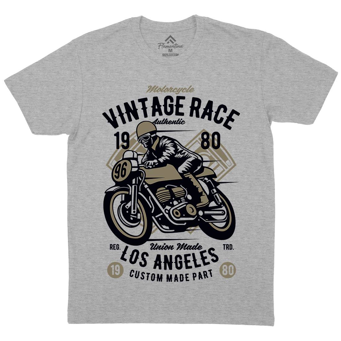Vintage Race Mens Organic Crew Neck T-Shirt Motorcycles B269