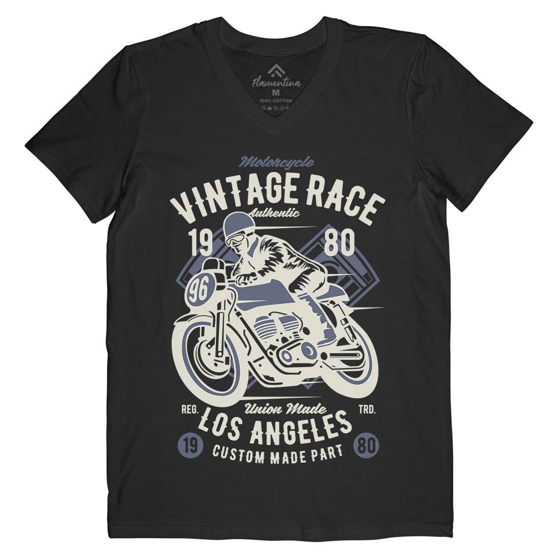 Vintage Race Mens Organic V-Neck T-Shirt Motorcycles B269