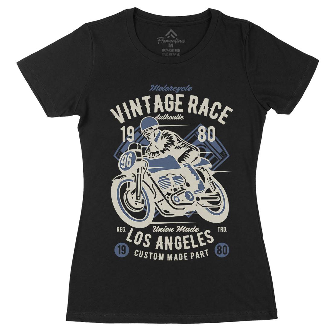 Vintage Race Womens Organic Crew Neck T-Shirt Motorcycles B269