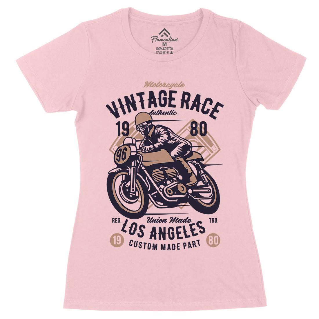 Vintage Race Womens Organic Crew Neck T-Shirt Motorcycles B269