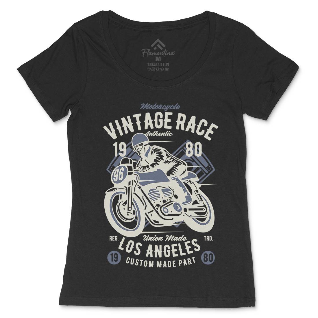 Vintage Race Womens Scoop Neck T-Shirt Motorcycles B269