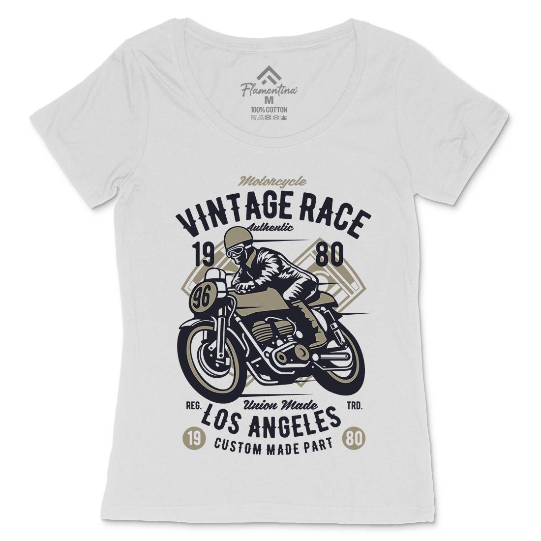 Vintage Race Womens Scoop Neck T-Shirt Motorcycles B269