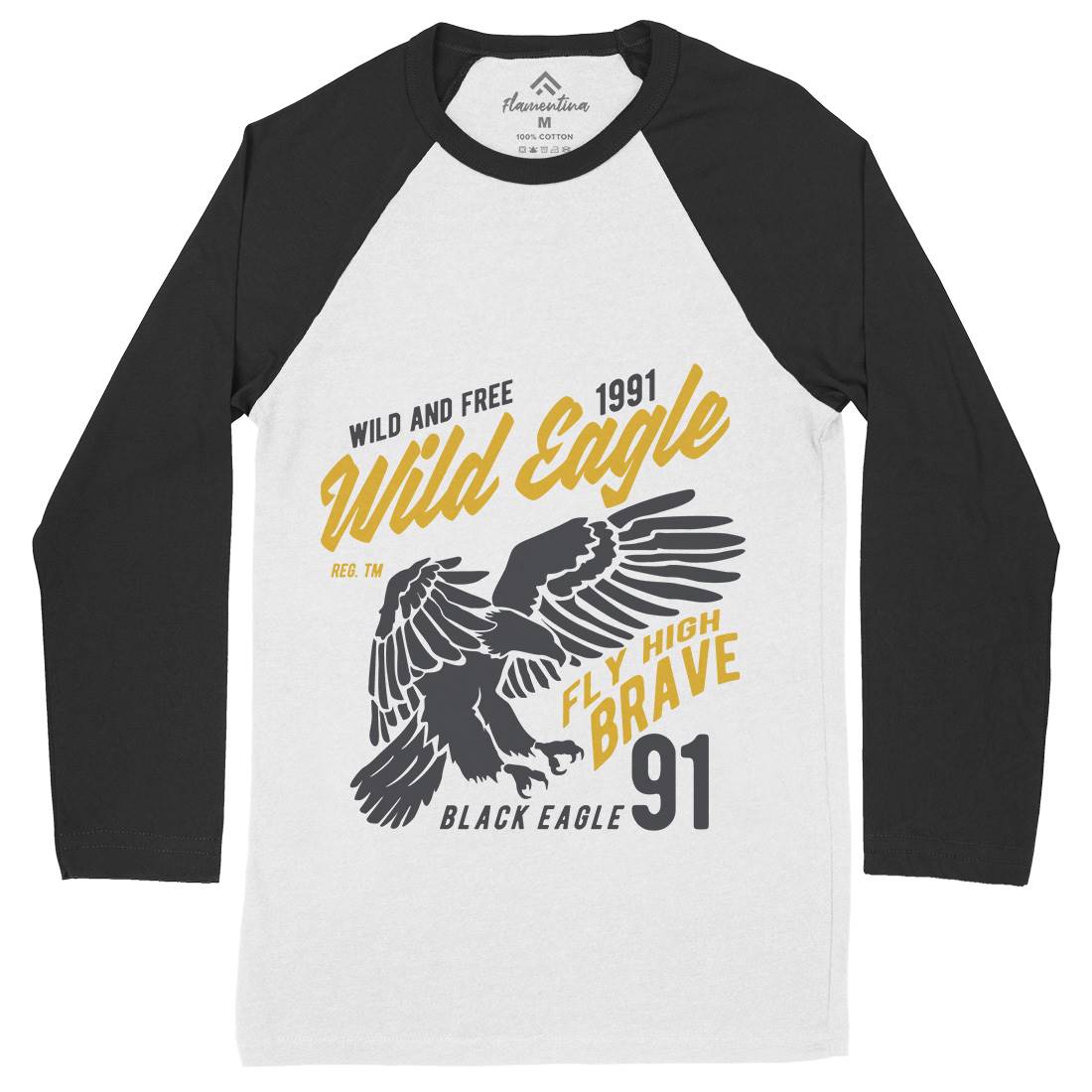 Wild Eagle Mens Long Sleeve Baseball T-Shirt Animals B270