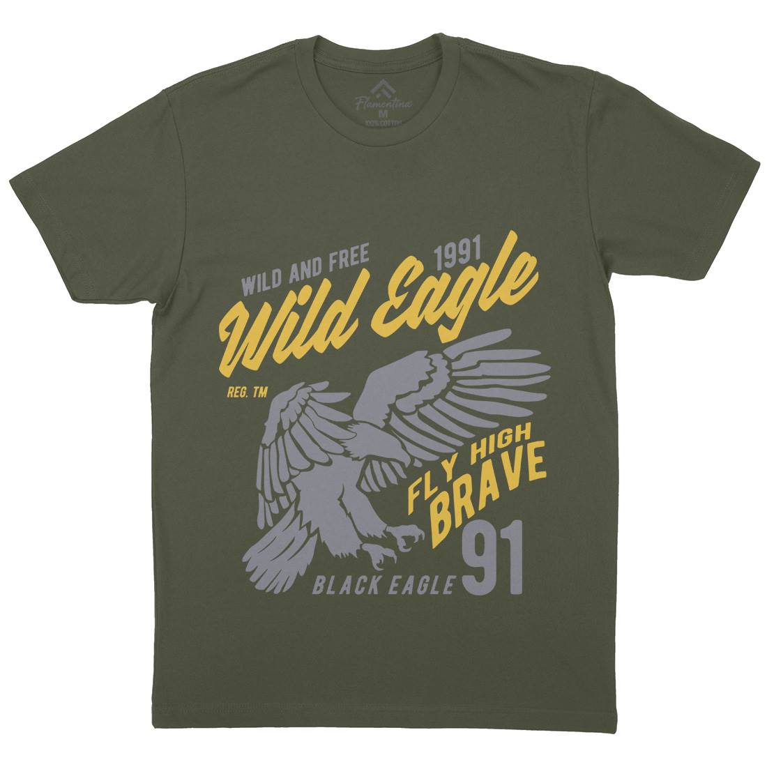 Wild Eagle Mens Organic Crew Neck T-Shirt Animals B270