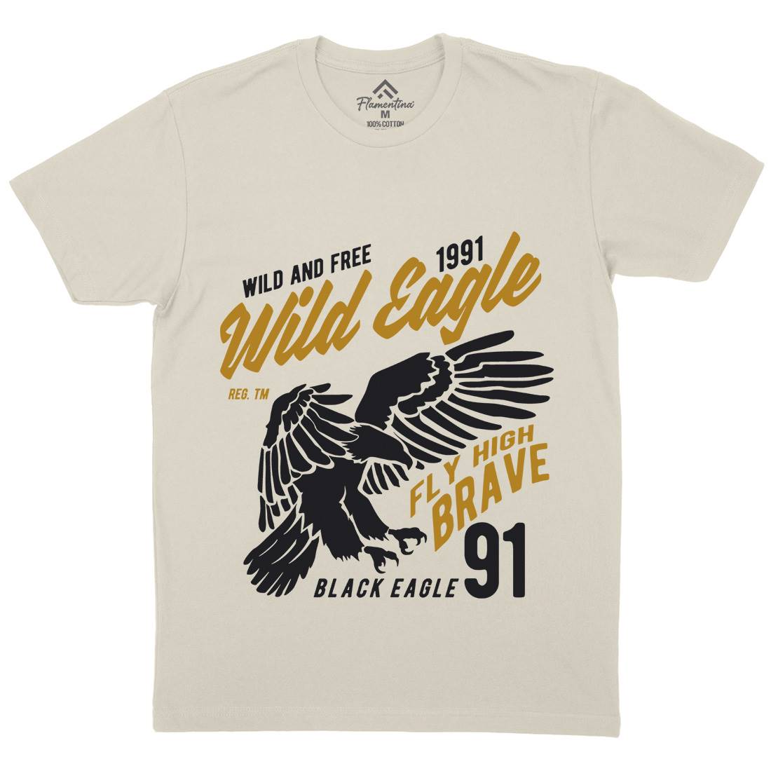 Wild Eagle Mens Organic Crew Neck T-Shirt Animals B270