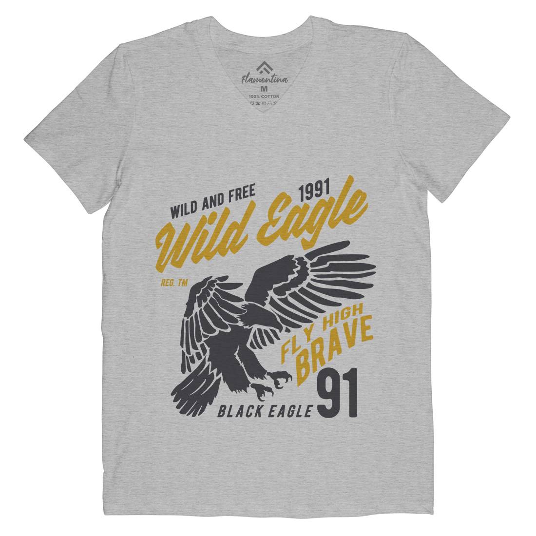 Wild Eagle Mens Organic V-Neck T-Shirt Animals B270