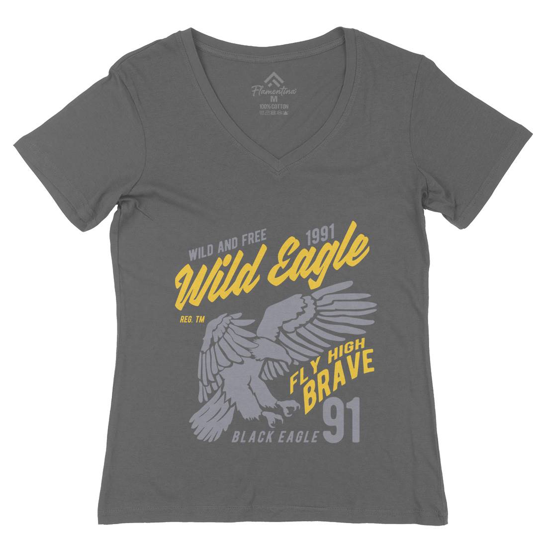 Wild Eagle Womens Organic V-Neck T-Shirt Animals B270
