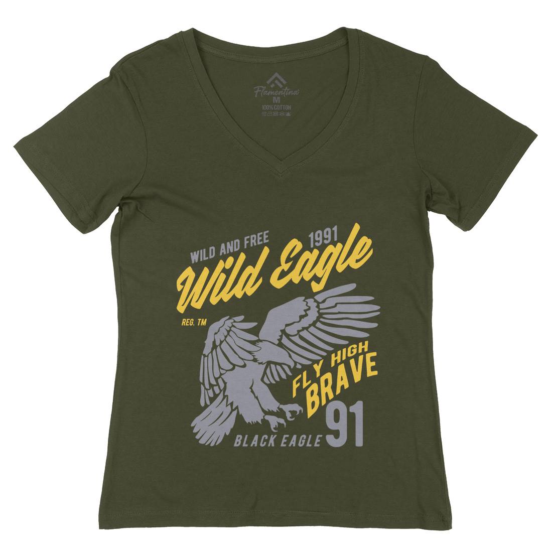 Wild Eagle Womens Organic V-Neck T-Shirt Animals B270