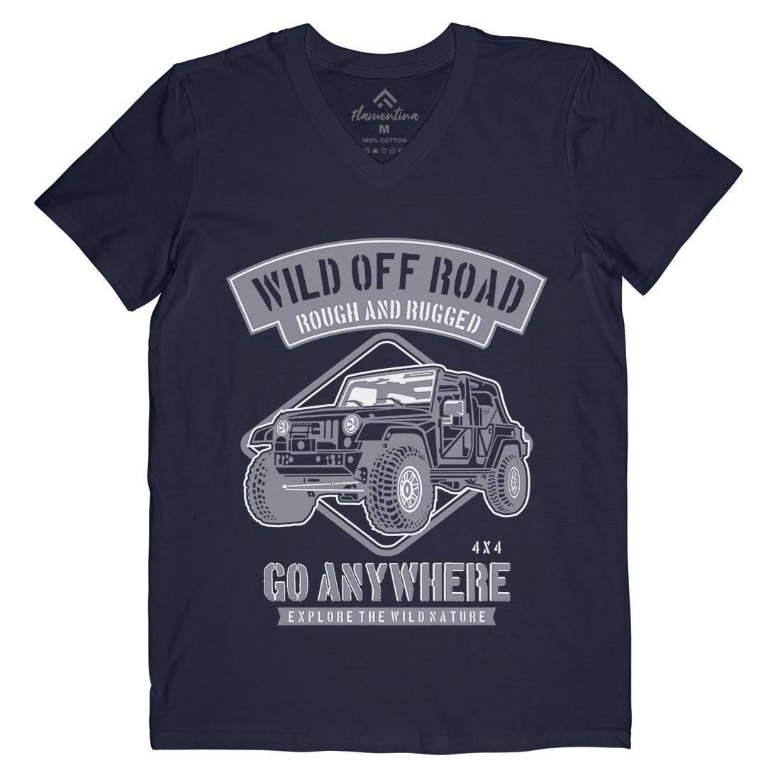 Wild Off Road Mens Organic V-Neck T-Shirt Cars B271