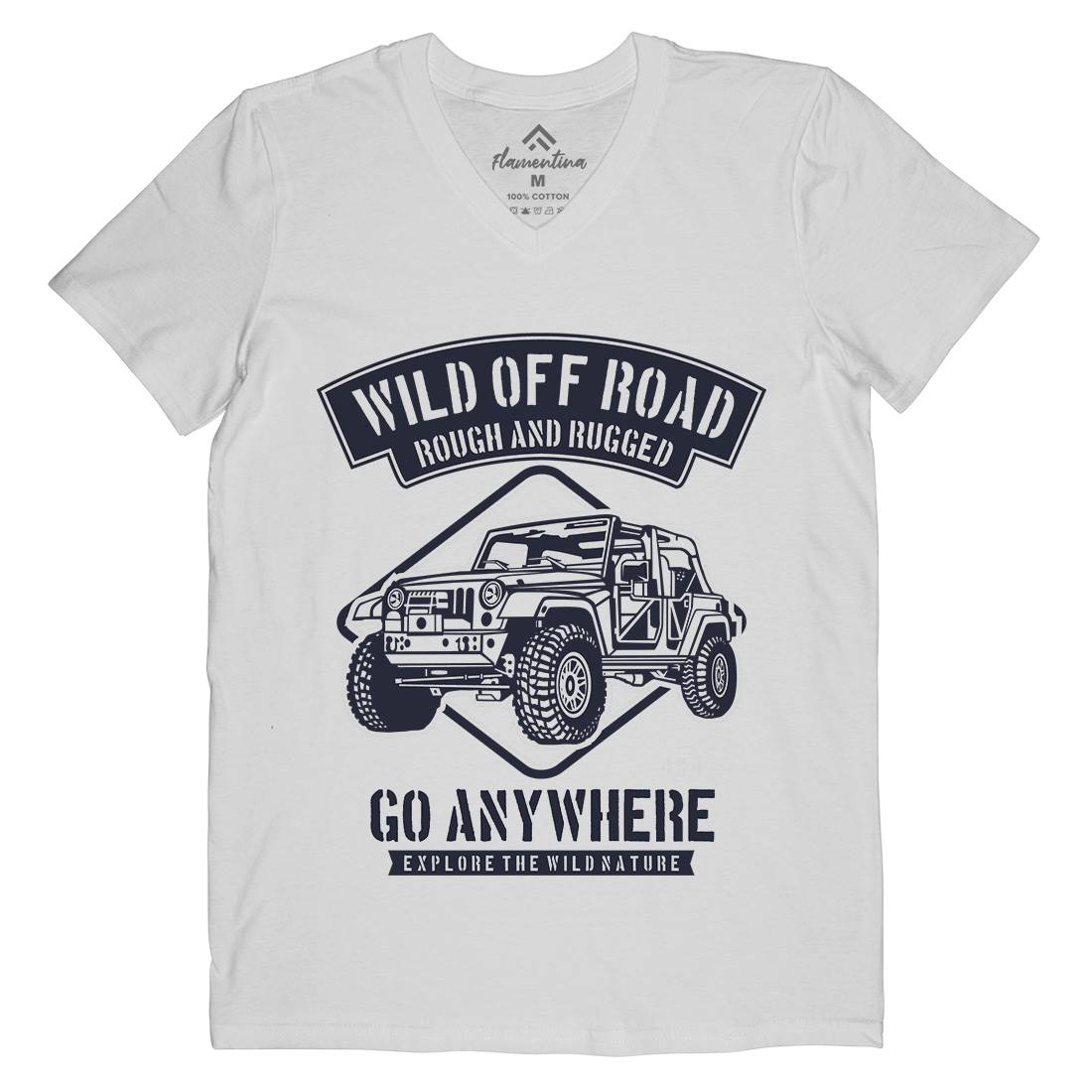 Wild Off Road Mens Organic V-Neck T-Shirt Cars B271