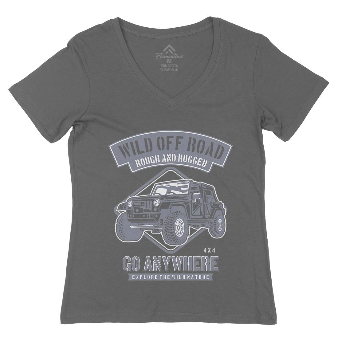 Wild Off Road Womens Organic V-Neck T-Shirt Cars B271