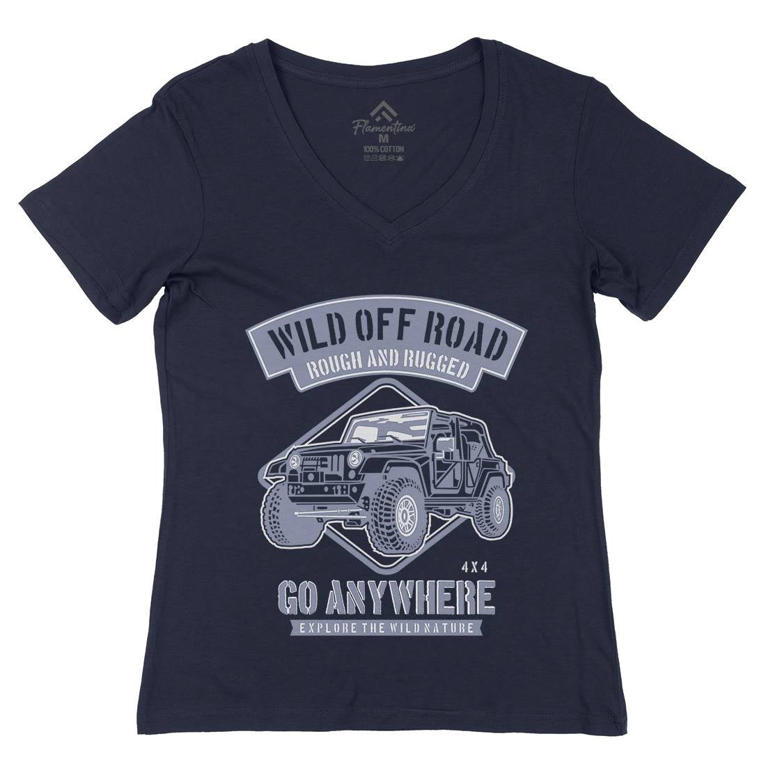 Wild Off Road Womens Organic V-Neck T-Shirt Cars B271