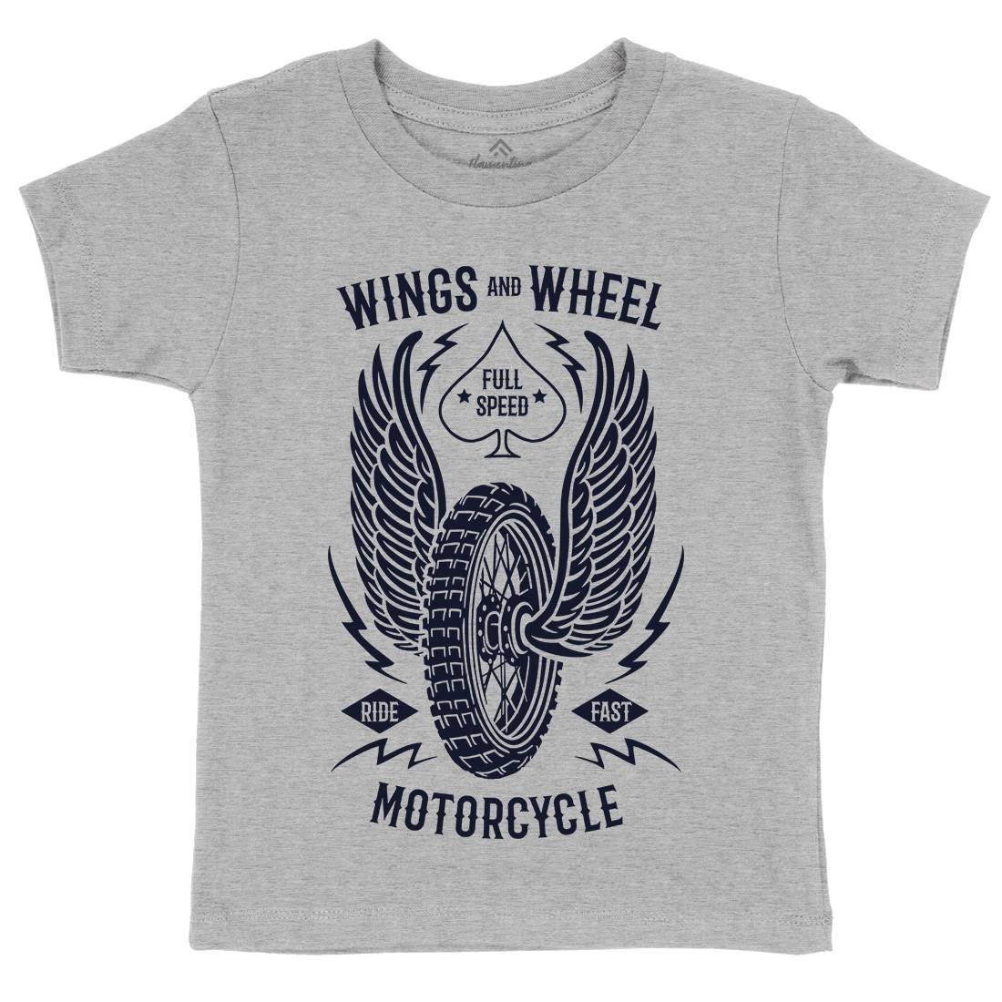 Wings And Wheel Kids Organic Crew Neck T-Shirt Motorcycles B272