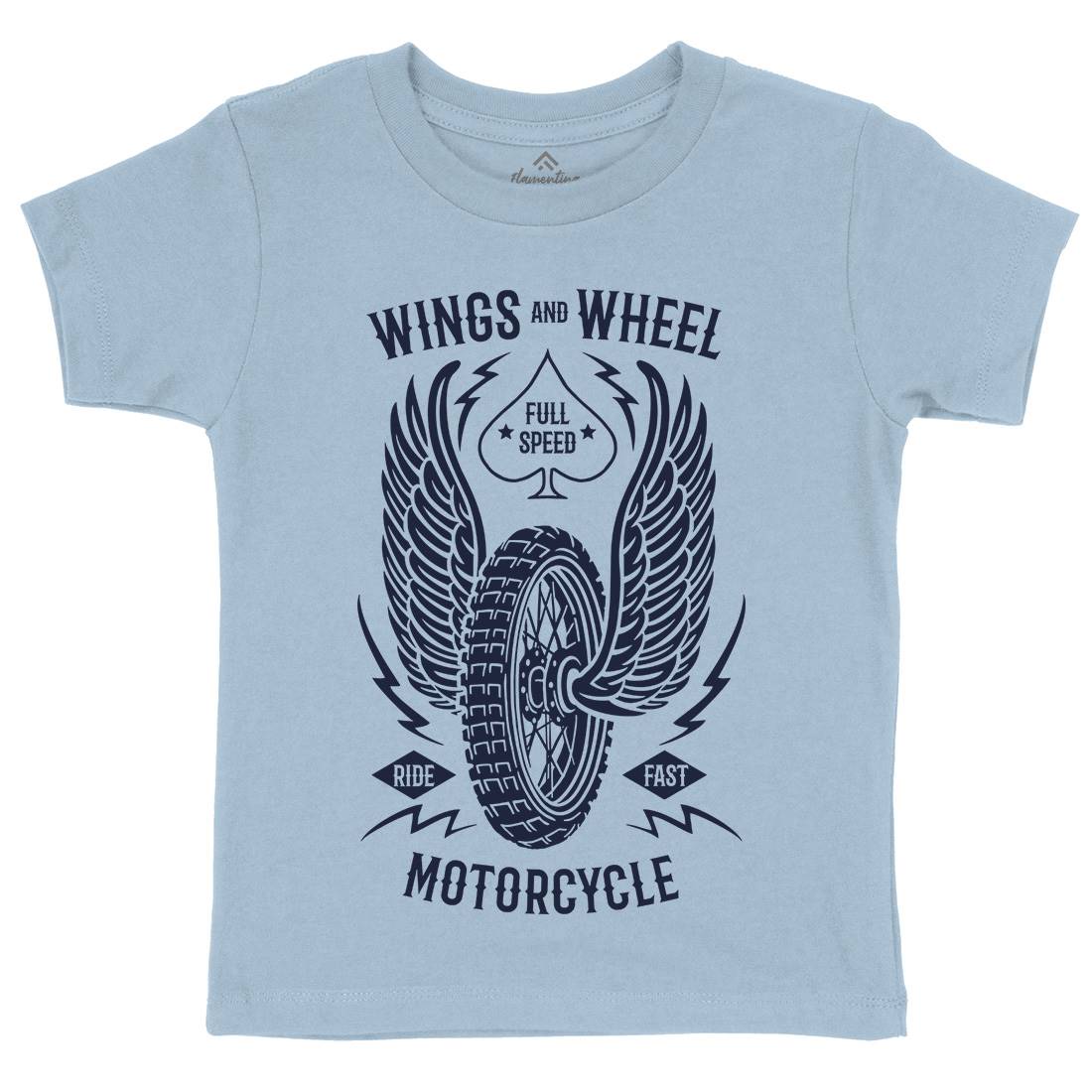 Wings And Wheel Kids Crew Neck T-Shirt Motorcycles B272