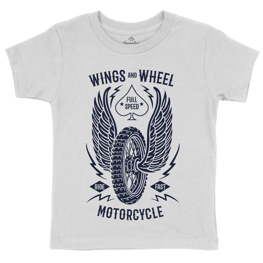 Wings And Wheel Kids Organic Crew Neck T-Shirt Motorcycles B272
