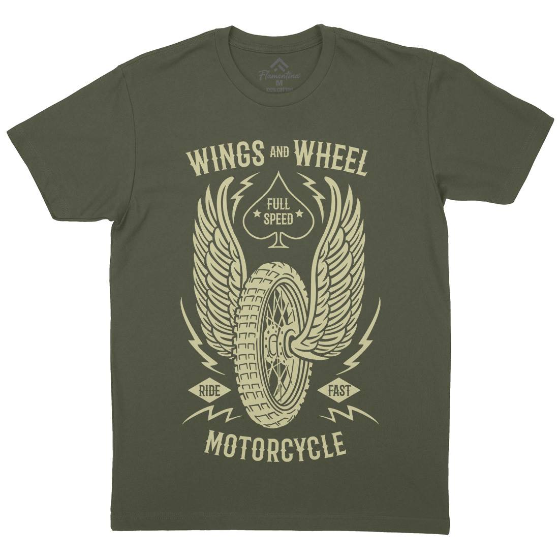 Wings And Wheel Mens Organic Crew Neck T-Shirt Motorcycles B272