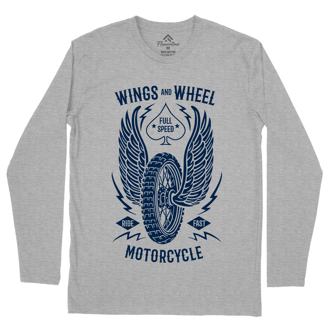 Wings And Wheel Mens Long Sleeve T-Shirt Motorcycles B272