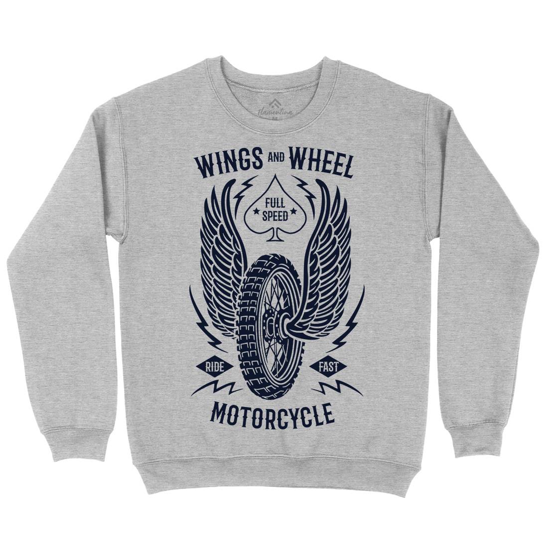 Wings And Wheel Mens Crew Neck Sweatshirt Motorcycles B272