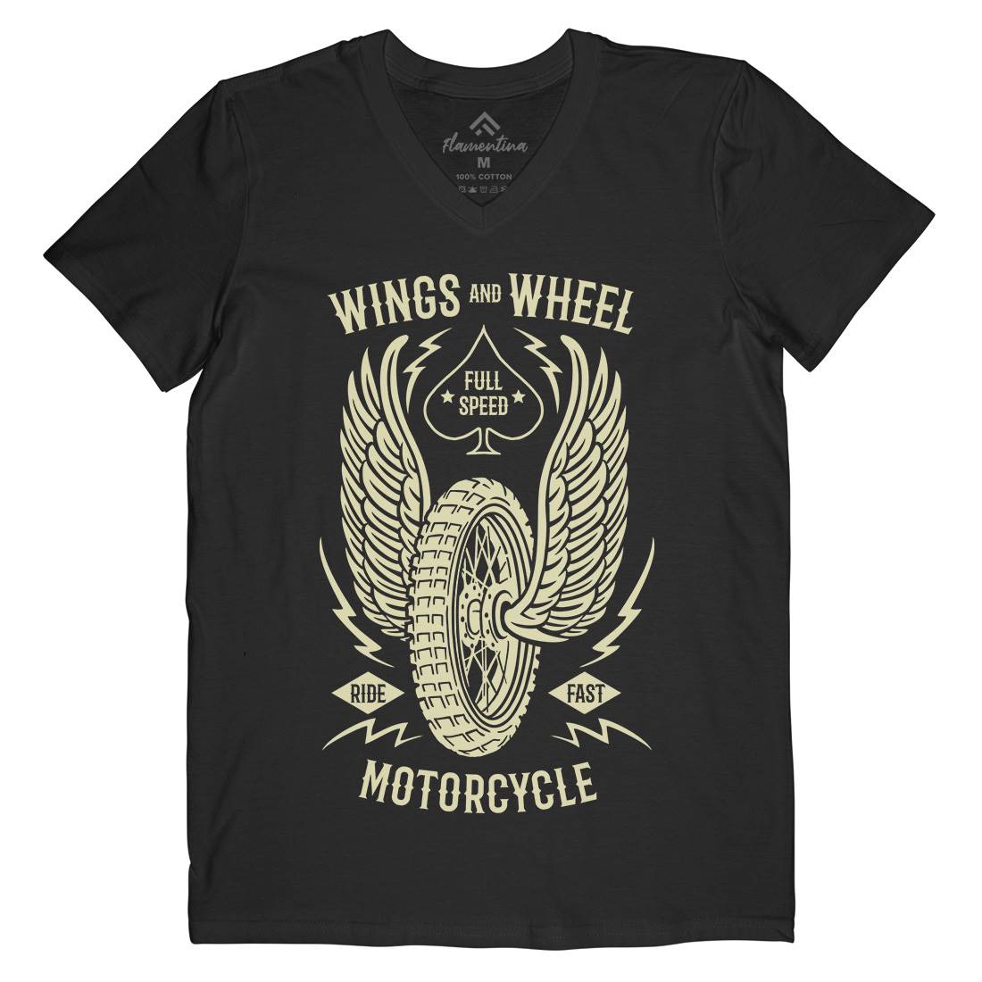 Wings And Wheel Mens V-Neck T-Shirt Motorcycles B272