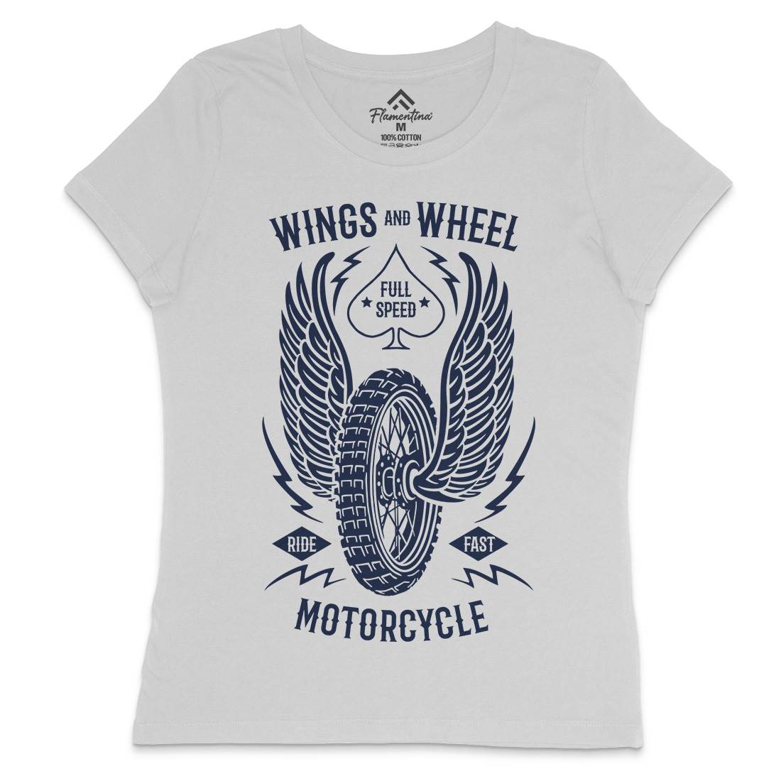 Wings And Wheel Womens Crew Neck T-Shirt Motorcycles B272
