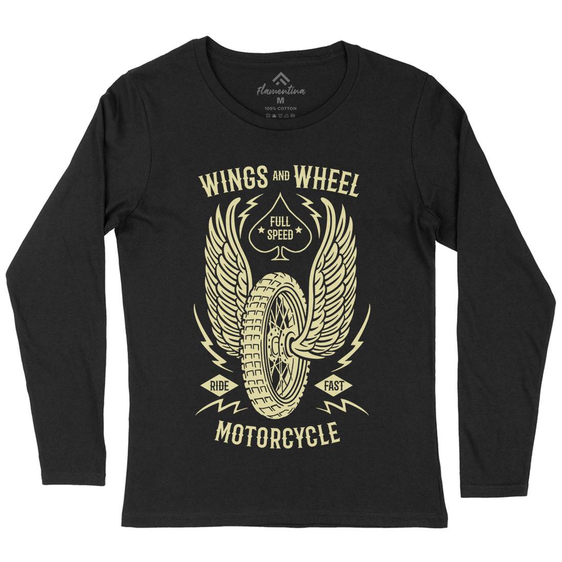 Wings And Wheel Womens Long Sleeve T-Shirt Motorcycles B272