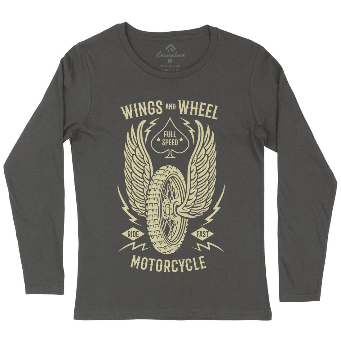 Wings And Wheel Womens Long Sleeve T-Shirt Motorcycles B272