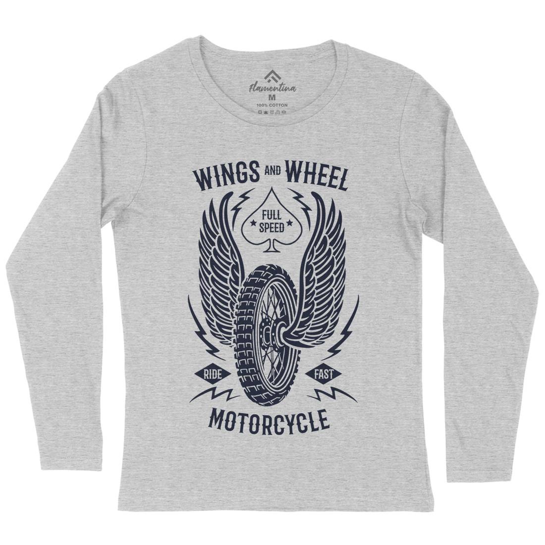 Wings And Wheel Womens Long Sleeve T-Shirt Motorcycles B272