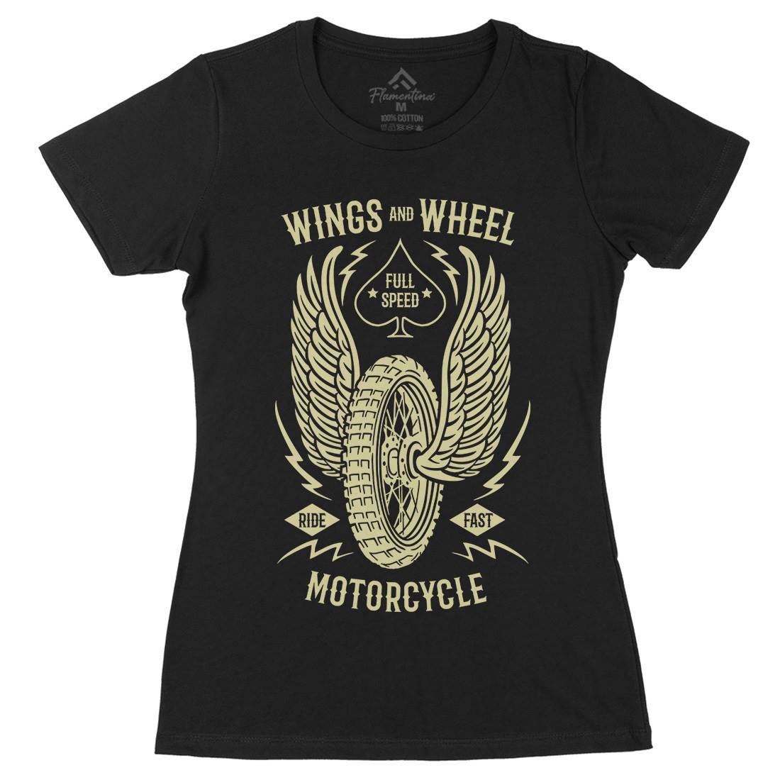 Wings And Wheel Womens Organic Crew Neck T-Shirt Motorcycles B272