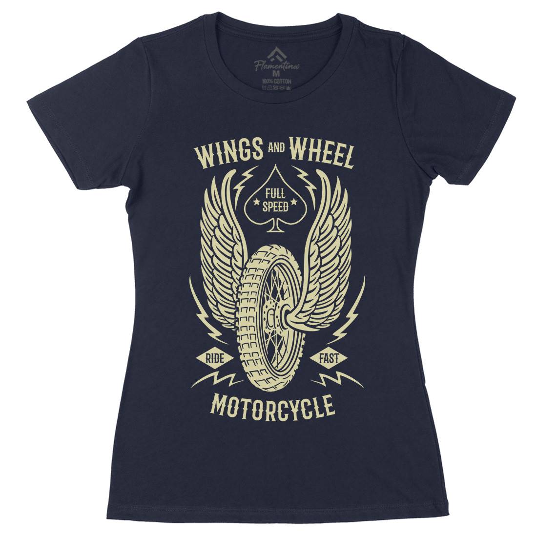 Wings And Wheel Womens Organic Crew Neck T-Shirt Motorcycles B272