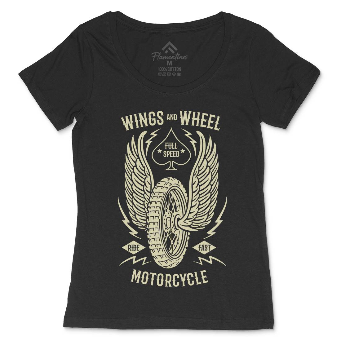 Wings And Wheel Womens Scoop Neck T-Shirt Motorcycles B272