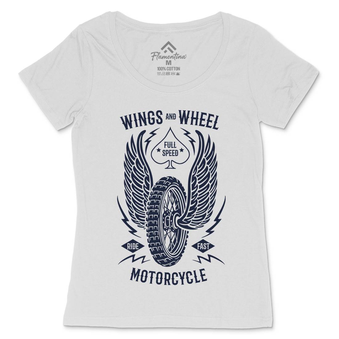Wings And Wheel Womens Scoop Neck T-Shirt Motorcycles B272
