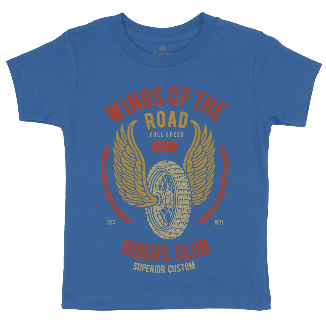 Wings Of The Road Kids Organic Crew Neck T-Shirt Motorcycles B273