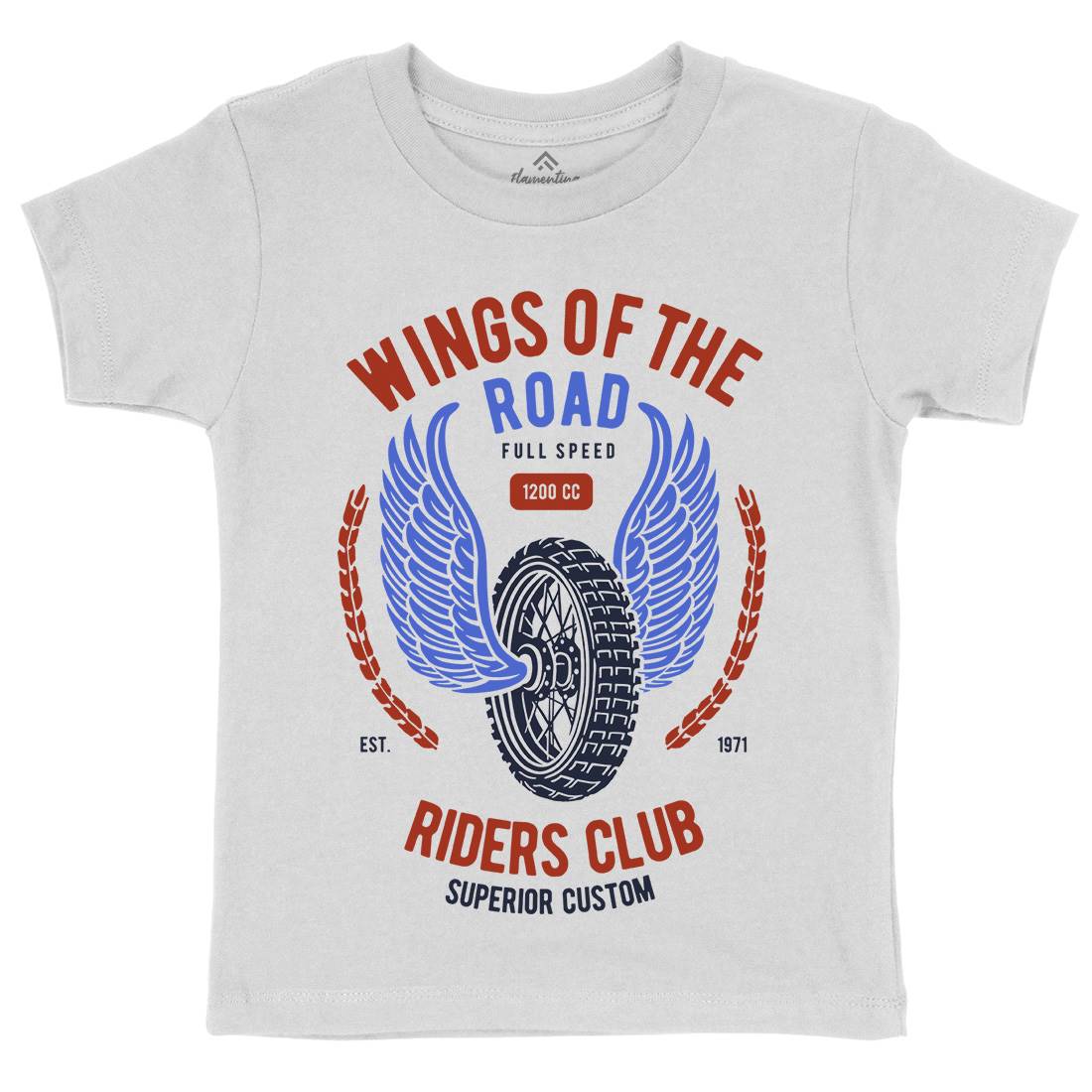 Wings Of The Road Kids Organic Crew Neck T-Shirt Motorcycles B273