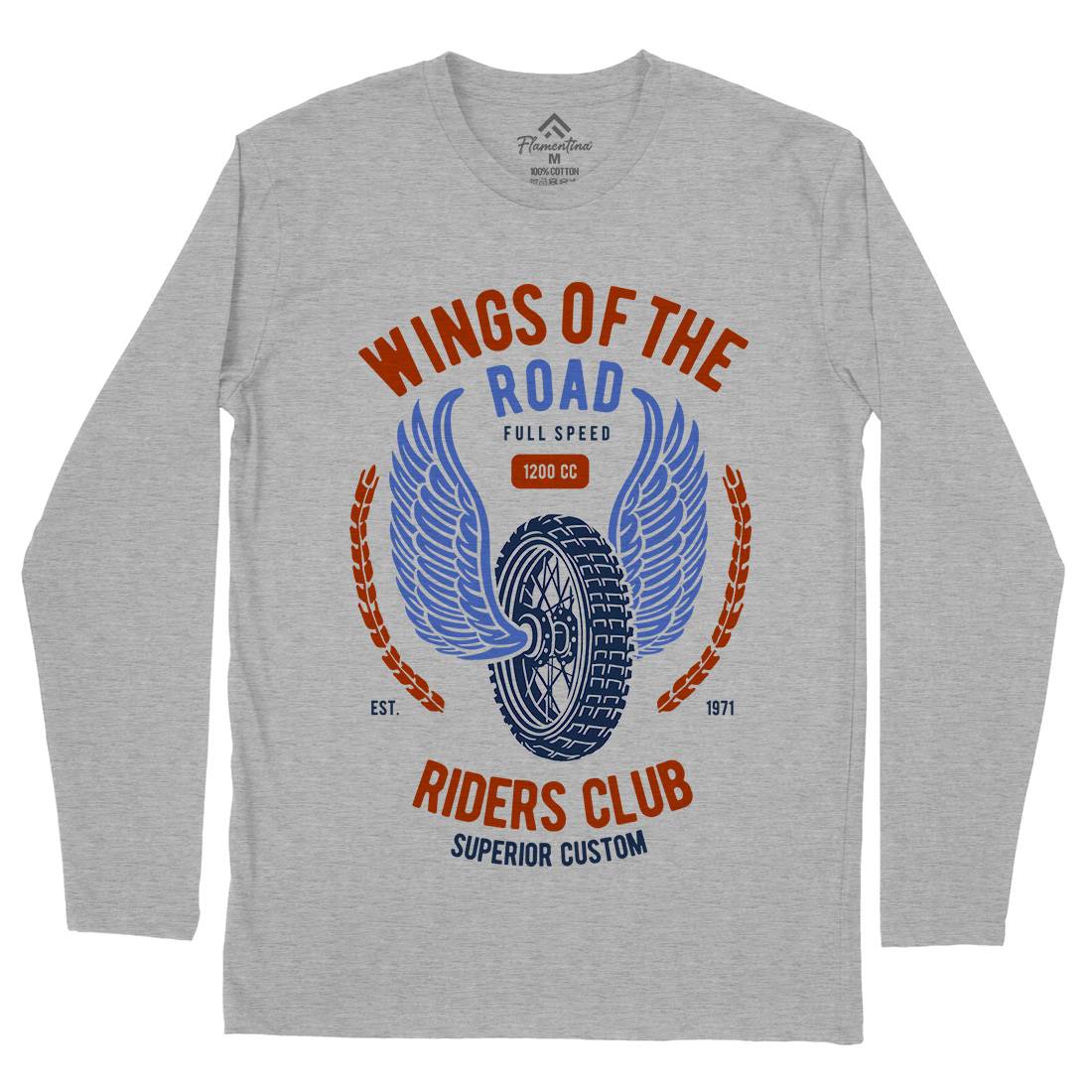 Wings Of The Road Mens Long Sleeve T-Shirt Motorcycles B273