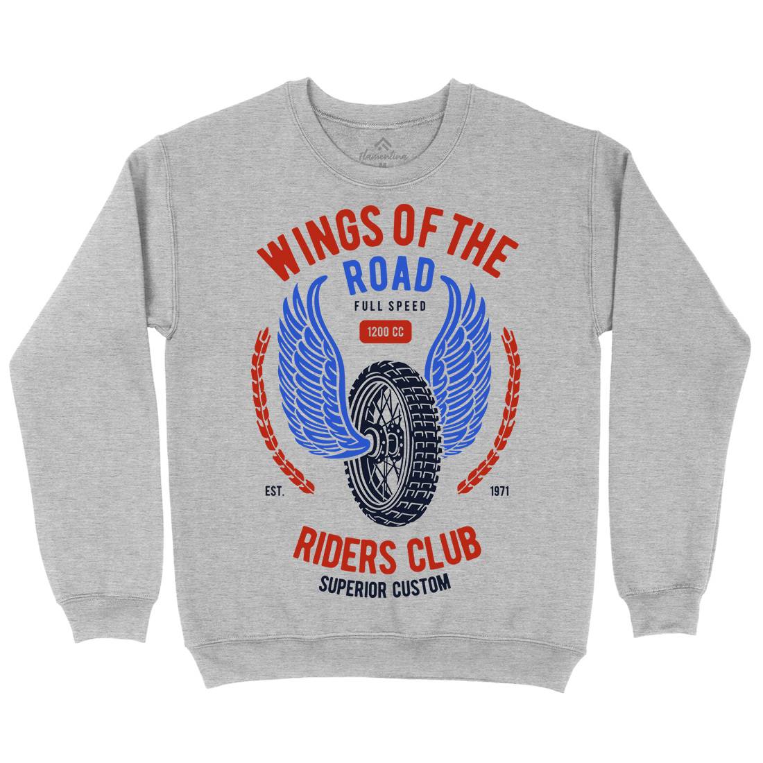 Wings Of The Road Mens Crew Neck Sweatshirt Motorcycles B273