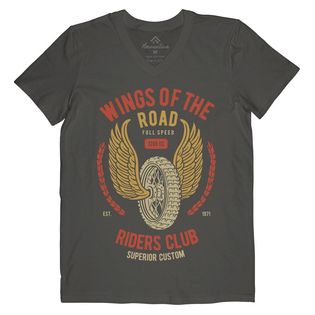 Wings Of The Road Mens V-Neck T-Shirt Motorcycles B273